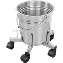 stainless steel hospital kick bucket 12L with castors